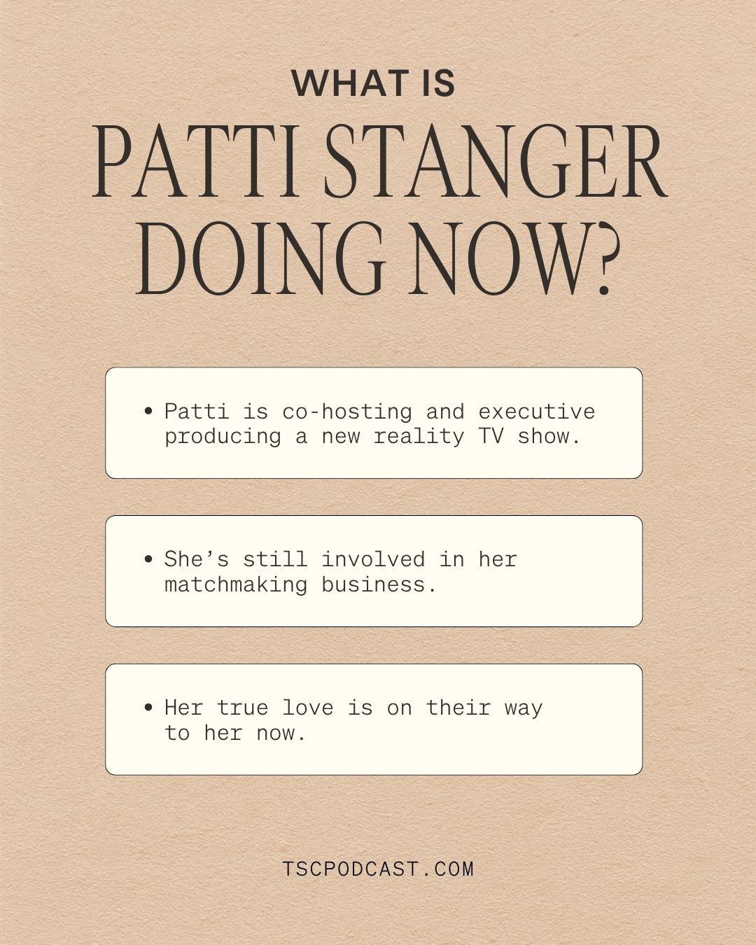 what is the patti stranger doing now?